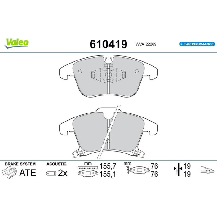 Valeo 610419 Bremsbelagsatz, Scheibenbremse E-PERFORMANCE Valeo 610419 Bremsbelagsatz, Scheibenbremse E-PERFORMANCE