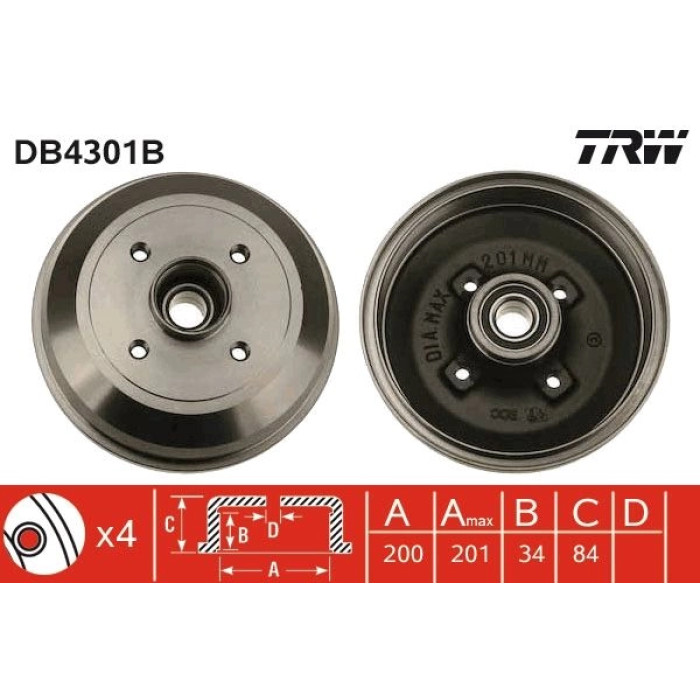 TRW DB4301B Bremstrommel TRW DB4301B Bremstrommel