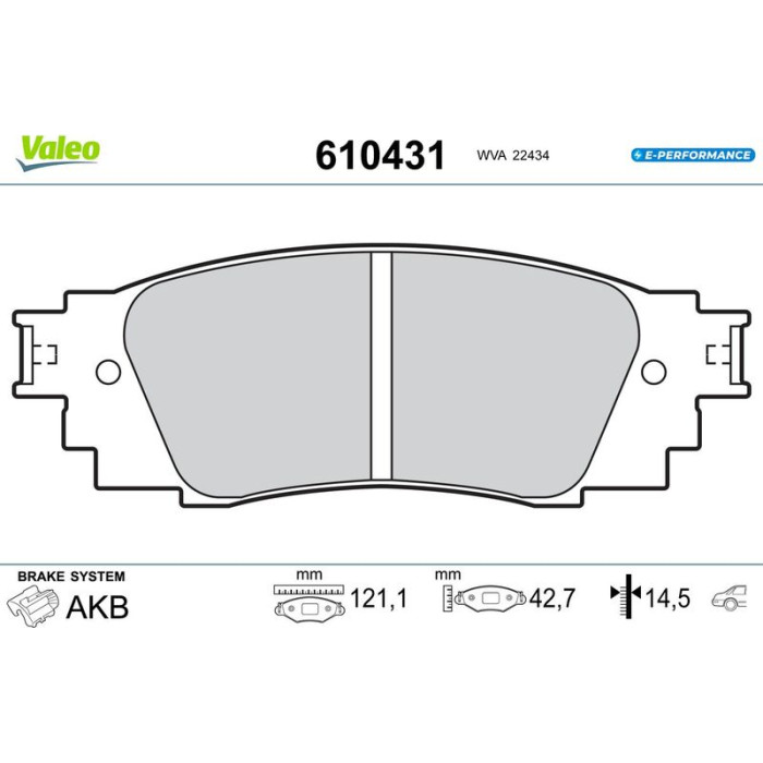 Valeo 610431 Bremsbelagsatz, Scheibenbremse E-PERFORMANCE Valeo 610431 Bremsbelagsatz, Scheibenbremse E-PERFORMANCE