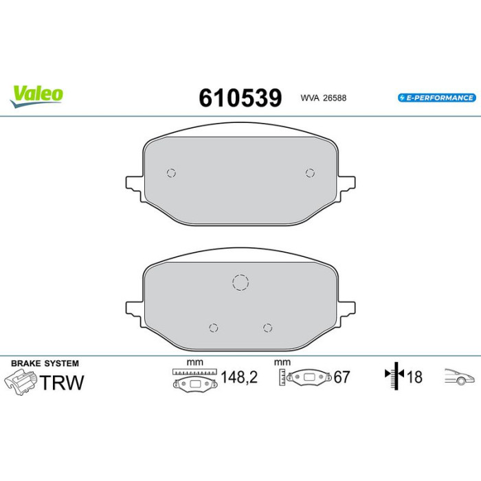 Valeo 610539 Bremsbelagsatz, Scheibenbremse E-PERFORMANCE Valeo 610539 Bremsbelagsatz, Scheibenbremse E-PERFORMANCE