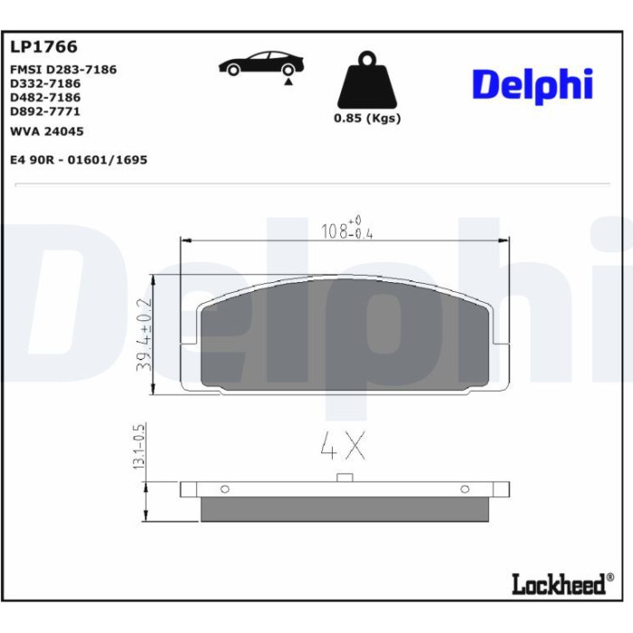 Delphi LP1766 Bremsbelagsatz, Scheibenbremse Delphi LP1766 Bremsbelagsatz, Scheibenbremse