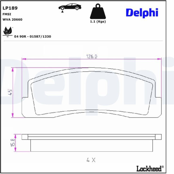 Delphi LP189 Bremsbelagsatz, Scheibenbremse Delphi LP189 Bremsbelagsatz, Scheibenbremse
