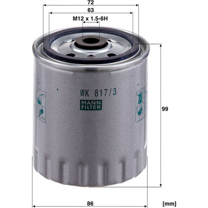 Mann-Filter WK 817/3 X Kraftstofffilter Mann-Filter WK 817/3 X Kraftstofffilter