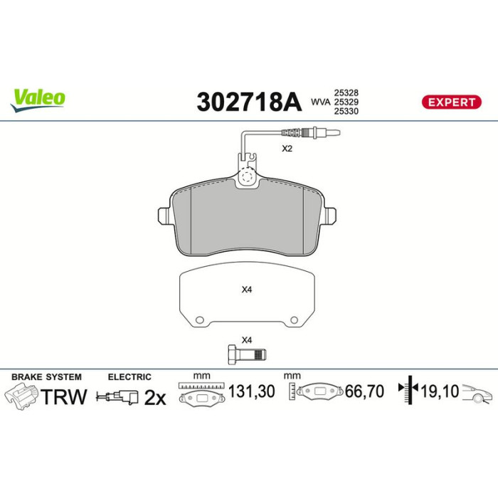 Valeo 302718A Bremsbelagsatz, Scheibenbremse EXPERT