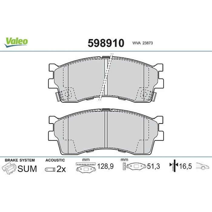 Valeo 598910 Bremsbelagsatz, Scheibenbremse Valeo 598910 Bremsbelagsatz, Scheibenbremse