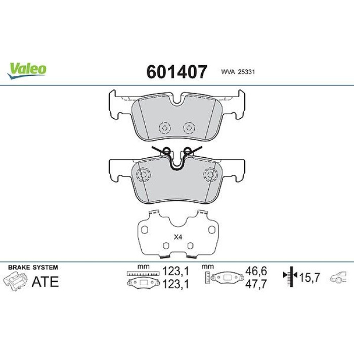 Valeo 601407 Bremsbelagsatz, Scheibenbremse Valeo 601407 Bremsbelagsatz, Scheibenbremse