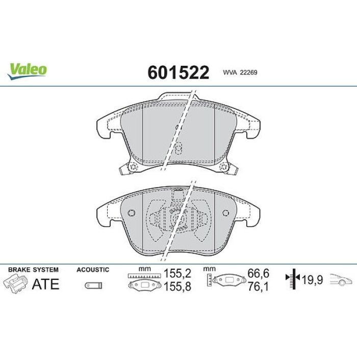 Valeo 601522 Bremsbelagsatz, Scheibenbremse