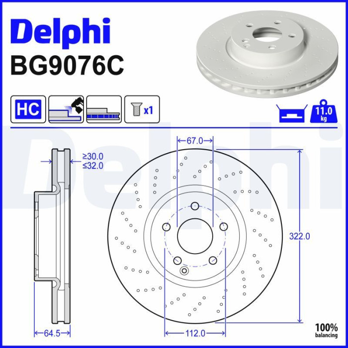 Delphi BG9076C Bremsscheibe