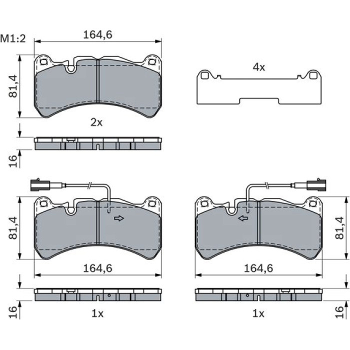 BOSCH 0 986 424 104 Bremsbelagsatz, Scheibenbremse