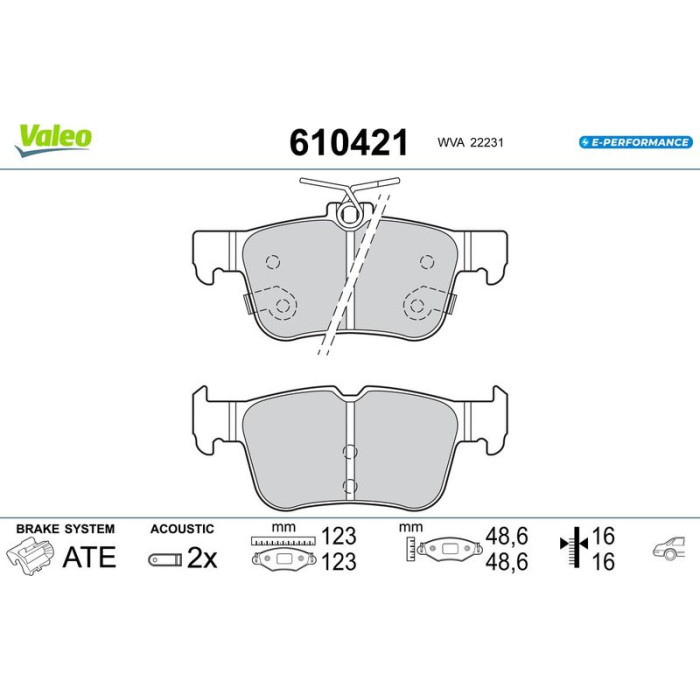 Valeo 610421 Bremsbelagsatz, Scheibenbremse E-PERFORMANCE Valeo 610421 Bremsbelagsatz, Scheibenbremse E-PERFORMANCE