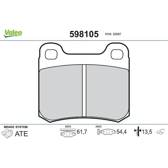 Valeo 598105 Bremsbelagsatz, Scheibenbremse Valeo 598105 Bremsbelagsatz, Scheibenbremse