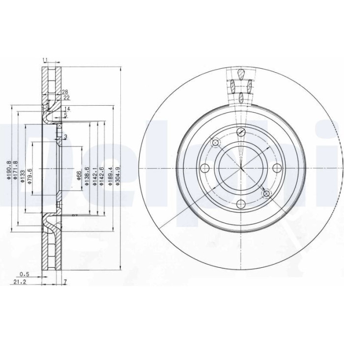 Delphi BG3529 Bremsscheibe