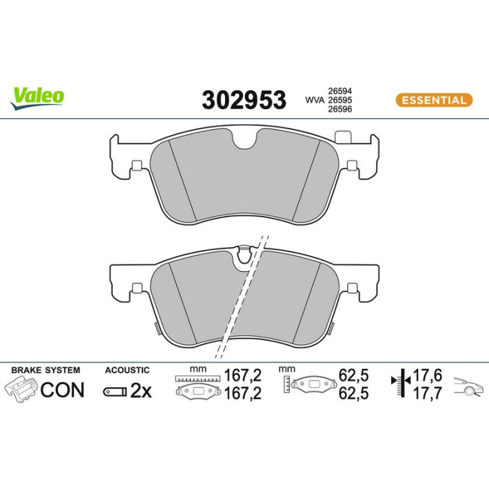 Valeo 302953 Bremsbelagsatz, Scheibenbremse ESSENTIAL Valeo 302953 Bremsbelagsatz, Scheibenbremse ESSENTIAL