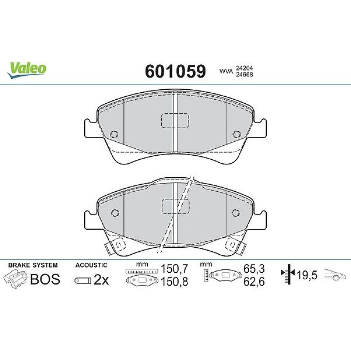 Valeo 601059 Bremsbelagsatz, Scheibenbremse