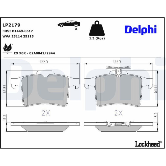 Delphi LP2179 Bremsbelagsatz, Scheibenbremse