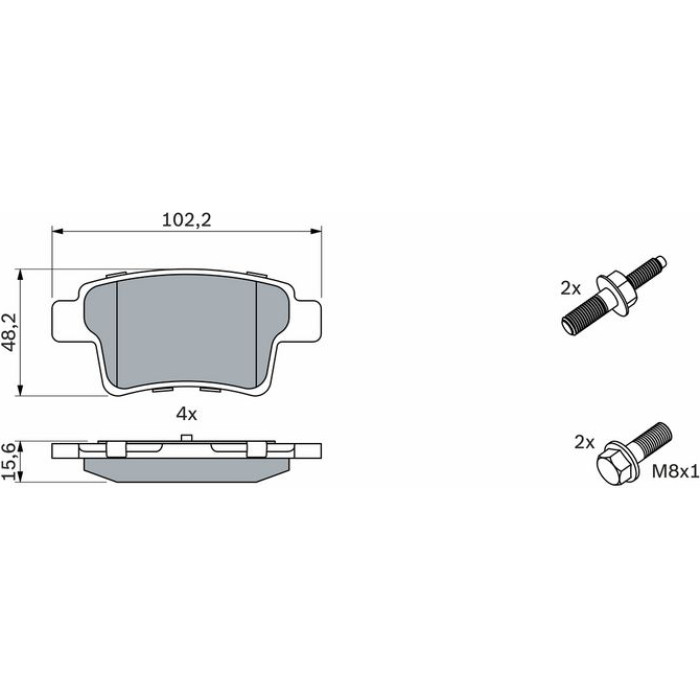 BOSCH 0 986 494 199 Bremsbelagsatz, Scheibenbremse