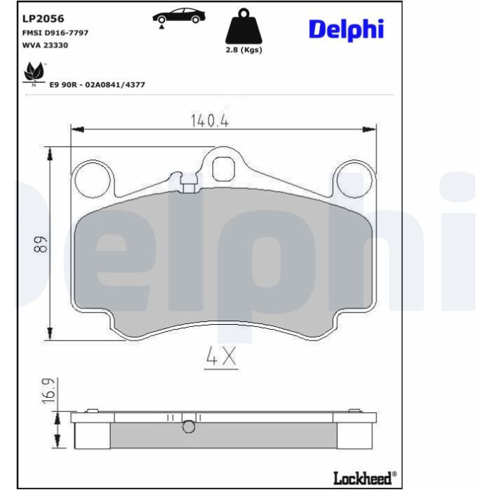 Delphi LP2056 Bremsbelagsatz, Scheibenbremse Delphi LP2056 Bremsbelagsatz, Scheibenbremse