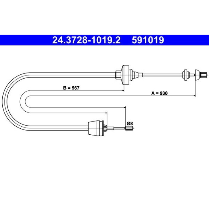 ATE 24.3728-1019.2 Seilzug, Kupplungsbetätigung ATE 24.3728-1019.2 Seilzug, Kupplungsbetätigung