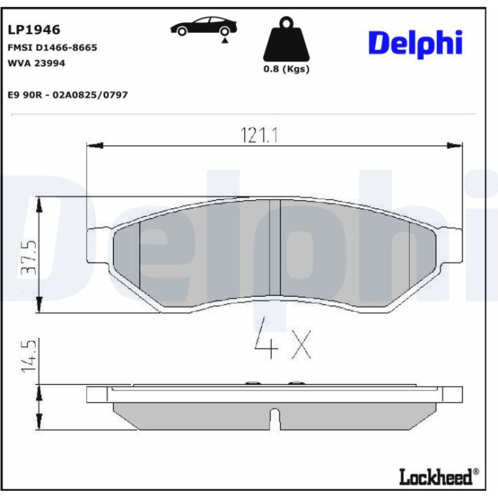 Delphi LP1946 Bremsbelagsatz, Scheibenbremse