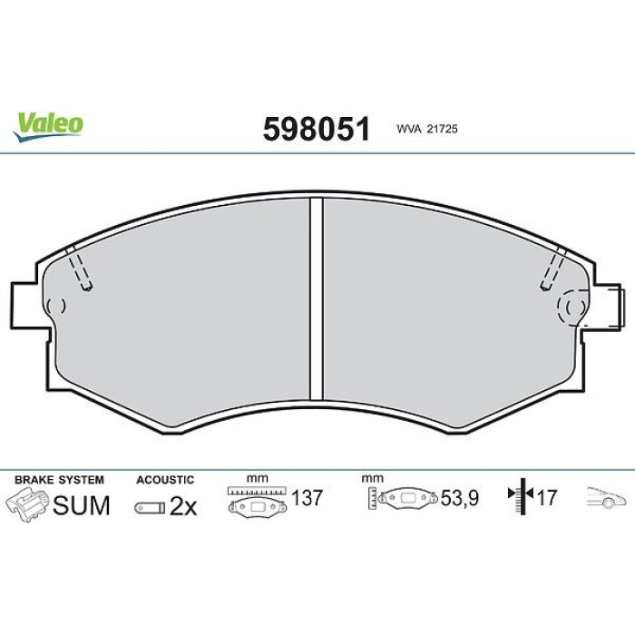 Valeo 598051 Bremsbelagsatz, Scheibenbremse Valeo 598051 Bremsbelagsatz, Scheibenbremse