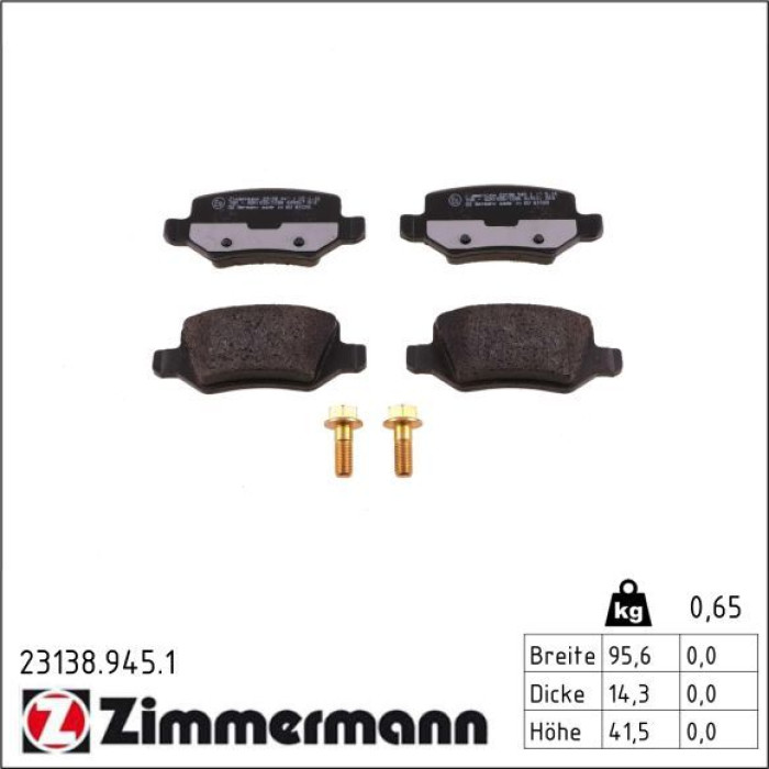 Zimmermann 23138.945.1 Bremsbelagsatz, Scheibenbremse rd:z Zimmermann 23138.945.1 Bremsbelagsatz, Scheibenbremse rd:z