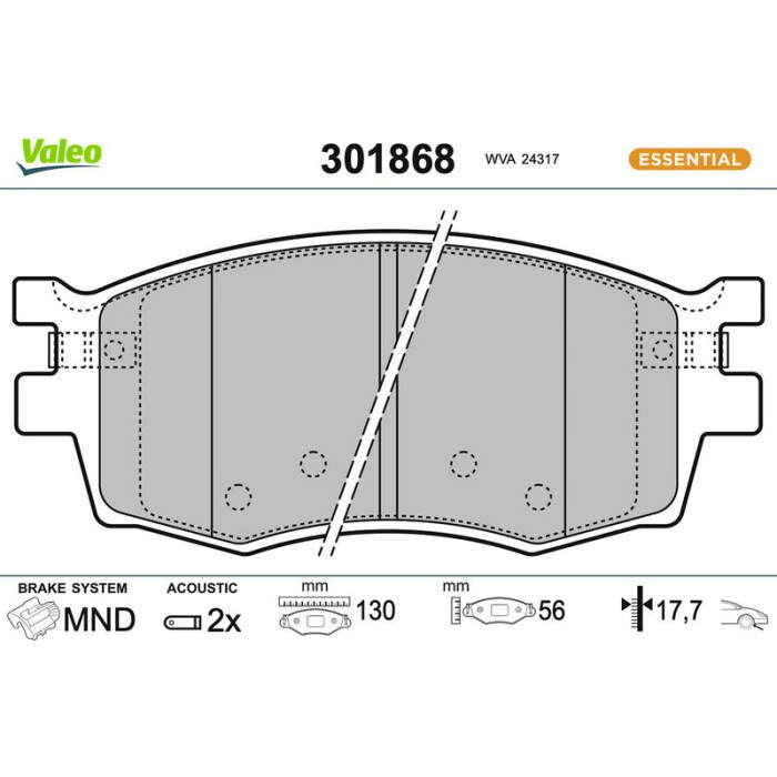 Valeo 301868 Bremsbelagsatz, Scheibenbremse ESSENTIAL