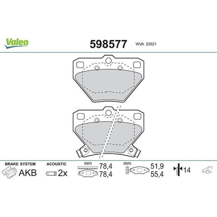 Valeo 598577 Bremsbelagsatz, Scheibenbremse