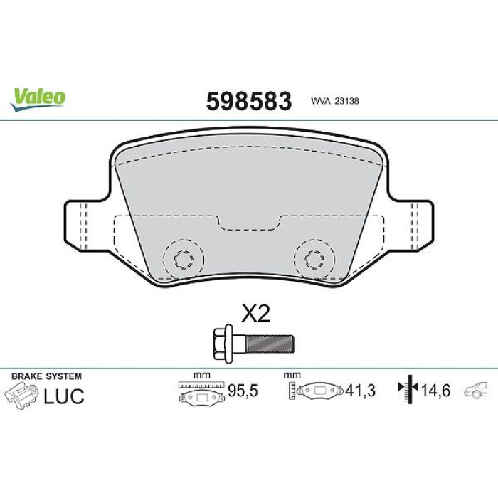 Valeo 598583 Bremsbelagsatz, Scheibenbremse Valeo 598583 Bremsbelagsatz, Scheibenbremse