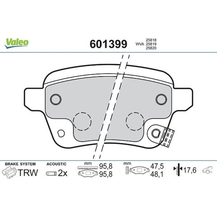 Valeo 601399 Bremsbelagsatz, Scheibenbremse