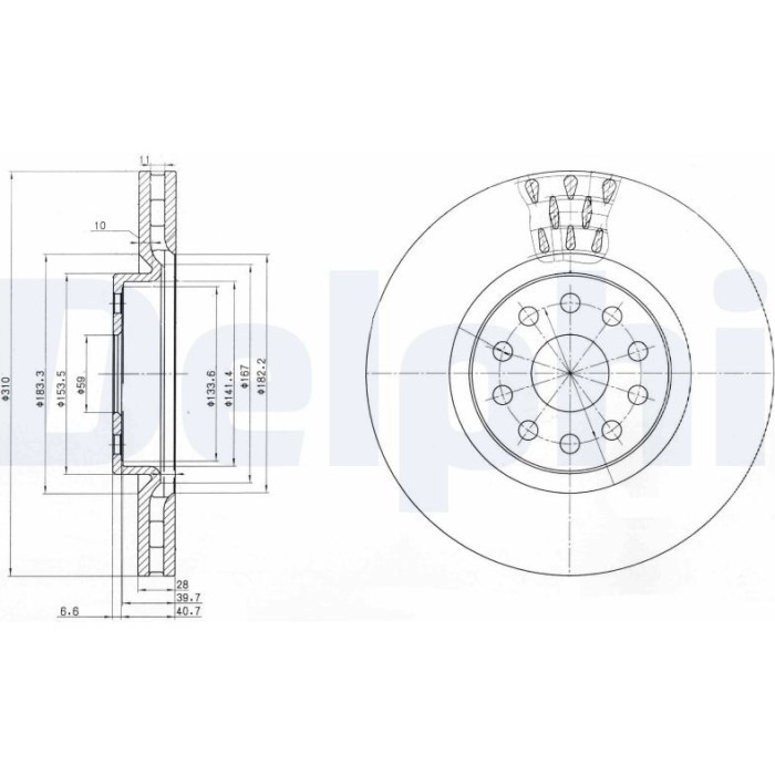 Delphi BG3497 Bremsscheibe Delphi BG3497 Bremsscheibe
