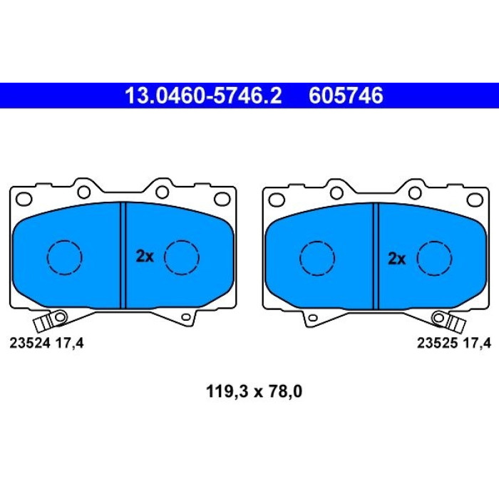 ATE 13.0460-5746.2 Bremsbelagsatz, Scheibenbremse