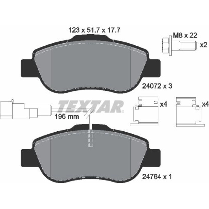 Textar 2407202 Bremsbelagsatz, Scheibenbremse Q+ Textar 2407202 Bremsbelagsatz, Scheibenbremse Q+