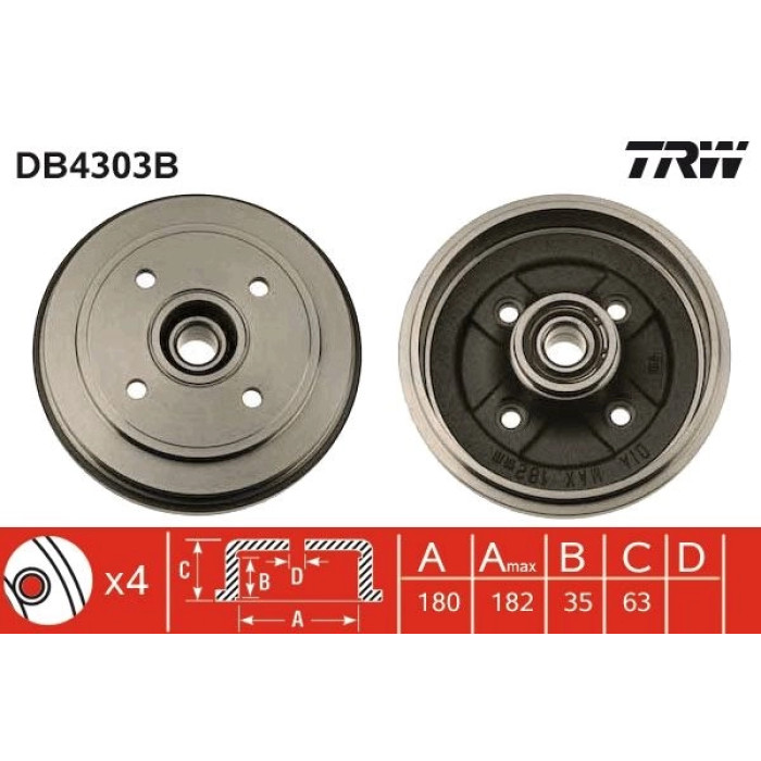 TRW DB4303B Bremstrommel
