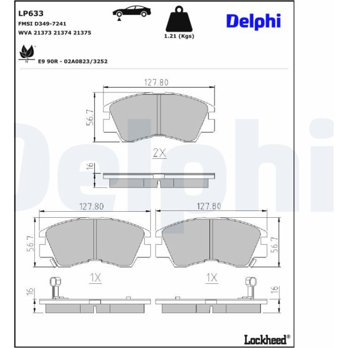 Delphi LP633 Bremsbelagsatz, Scheibenbremse Delphi LP633 Bremsbelagsatz, Scheibenbremse