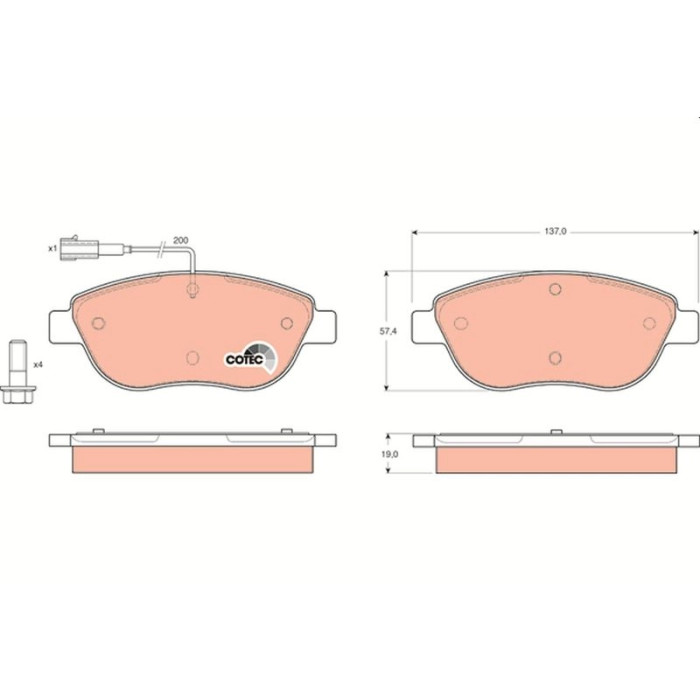 TRW GDB1483 Bremsbelagsatz, Scheibenbremse COTEC TRW GDB1483 Bremsbelagsatz, Scheibenbremse COTEC