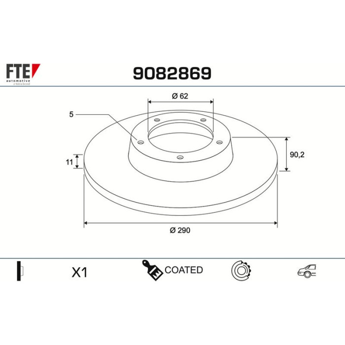 FTE 9082869 Bremsscheibe COATED RANGE