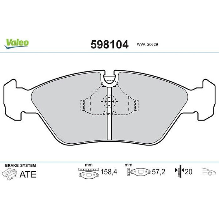 Valeo 598104 Bremsbelagsatz, Scheibenbremse Valeo 598104 Bremsbelagsatz, Scheibenbremse