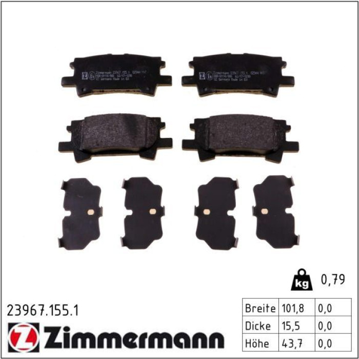 Zimmermann 23967.155.1 Bremsbelagsatz, Scheibenbremse Zimmermann 23967.155.1 Bremsbelagsatz, Scheibenbremse