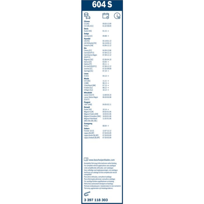 BOSCH 604 S Scheibenwischer Twin 3 397 118 303 BOSCH 604 S Scheibenwischer Twin 3 397 118 303