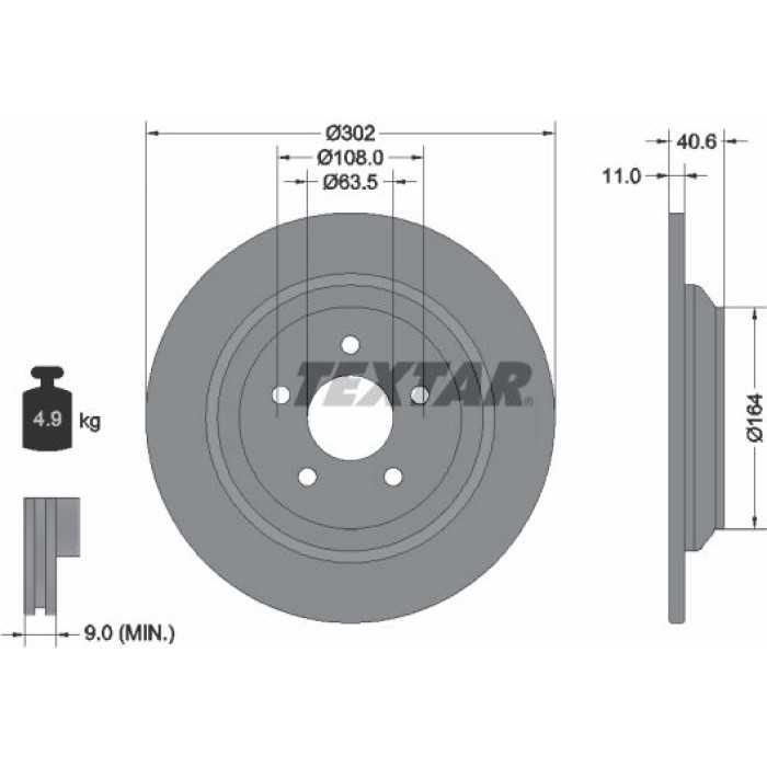 Textar 92292403 Bremsscheibe PRO Textar 92292403 Bremsscheibe PRO
