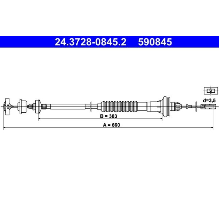 ATE 24.3728-0845.2 Seilzug, Kupplungsbetätigung ATE 24.3728-0845.2 Seilzug, Kupplungsbetätigung