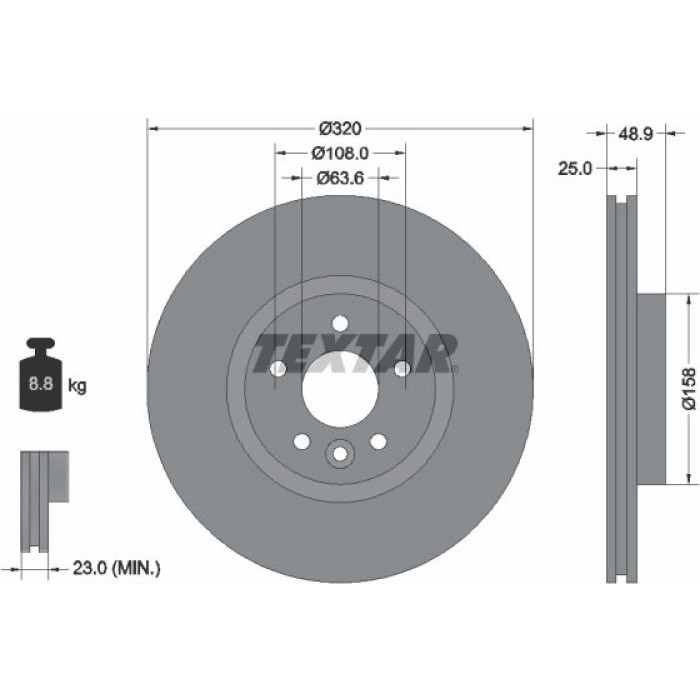 Textar 92282103 Bremsscheibe PRO Textar 92282103 Bremsscheibe PRO