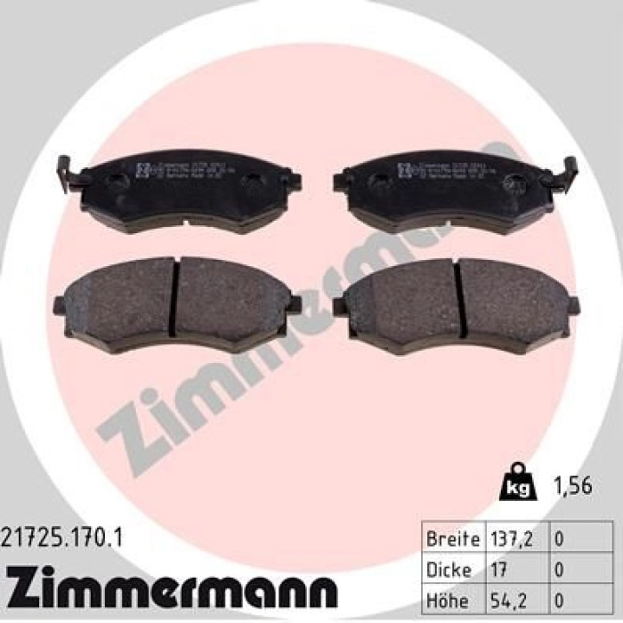 Zimmermann 21725.170.1 Bremsbelagsatz, Scheibenbremse
