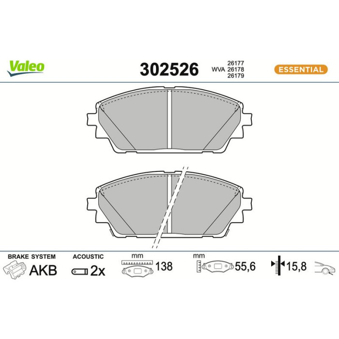 Valeo 302526 Bremsbelagsatz, Scheibenbremse ESSENTIAL Valeo 302526 Bremsbelagsatz, Scheibenbremse ESSENTIAL