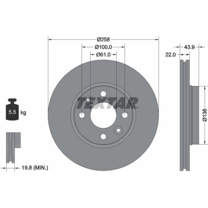 Textar 92241503 Bremsscheibe PRO Textar 92241503 Bremsscheibe PRO