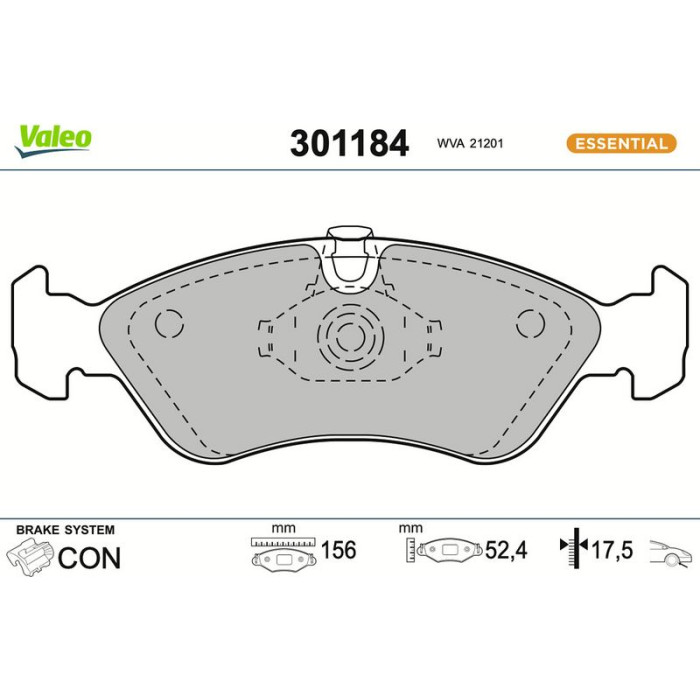 Valeo 301184 Bremsbelagsatz, Scheibenbremse ESSENTIAL