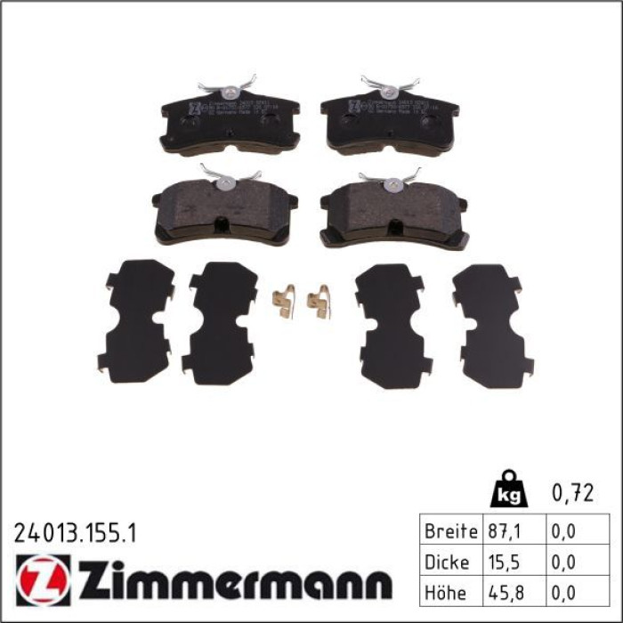 Zimmermann 24013.155.1 Bremsbelagsatz, Scheibenbremse Zimmermann 24013.155.1 Bremsbelagsatz, Scheibenbremse