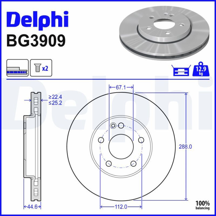 Delphi BG3909 Bremsscheibe Delphi BG3909 Bremsscheibe