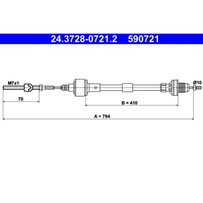 ATE 24.3728-0721.2 Seilzug, Kupplungsbetätigung ATE 24.3728-0721.2 Seilzug, Kupplungsbetätigung
