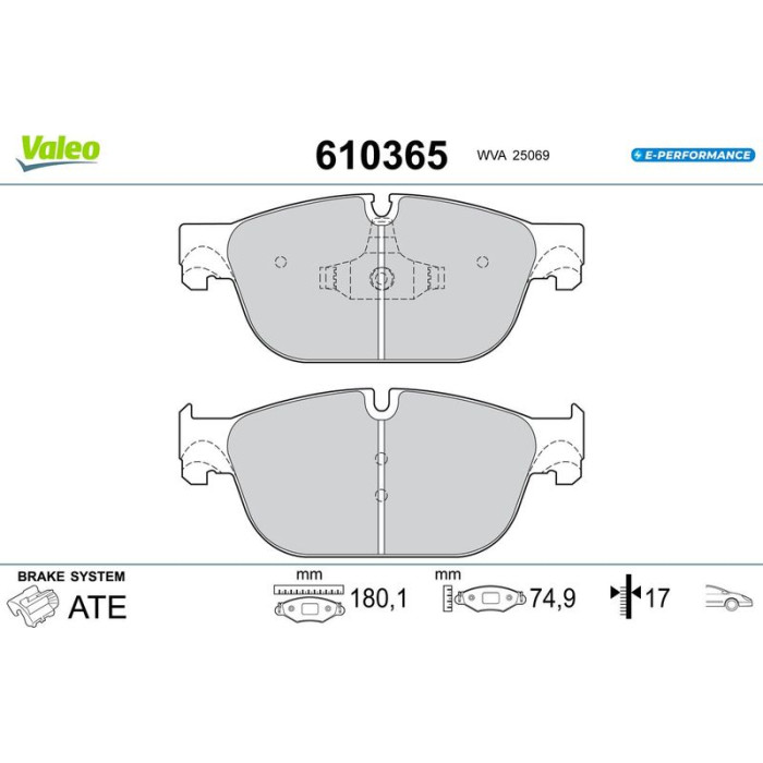 Valeo 610365 Bremsbelagsatz, Scheibenbremse E-PERFORMANCE Valeo 610365 Bremsbelagsatz, Scheibenbremse E-PERFORMANCE
